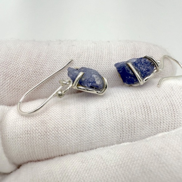 Tanzanite Rough Cut .925 Sterling Silver Earrings - Picture 5 of 16